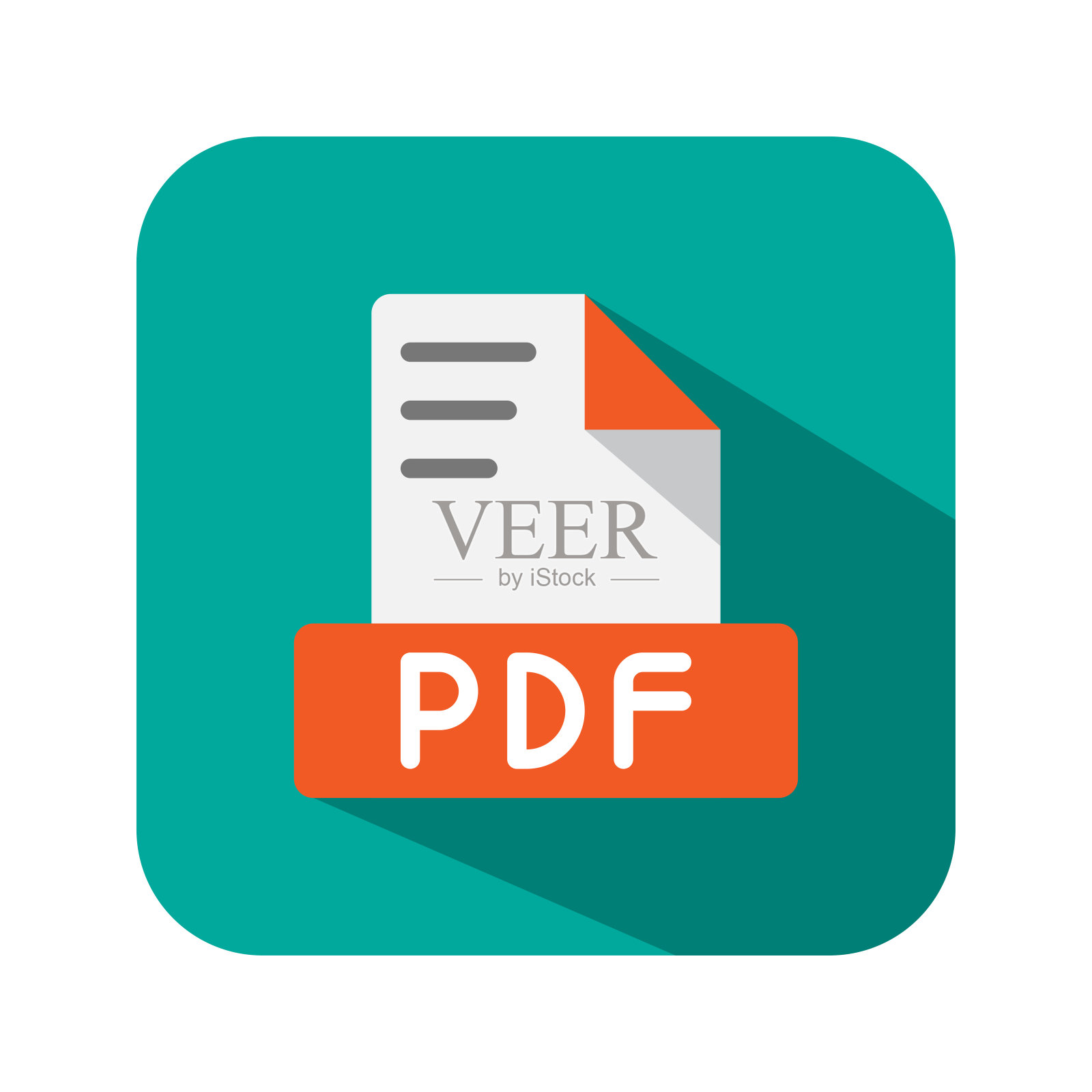 Pdf文档文本平面图标。符号文档文件，归档，扩展，文件类型。可用于网站，软件，UI和移动应用程序。插画图片素材