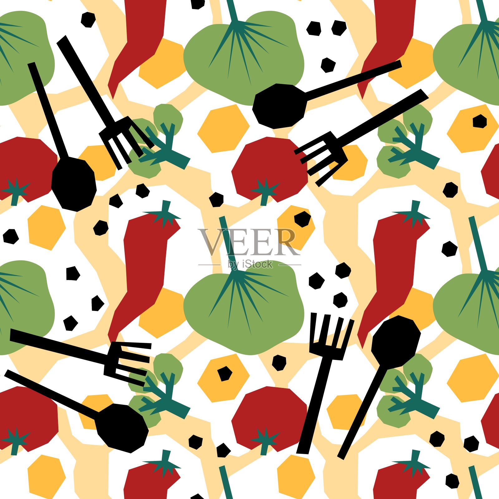 炒鸡蛋用于织物和纺织品的无缝图案插画图片素材