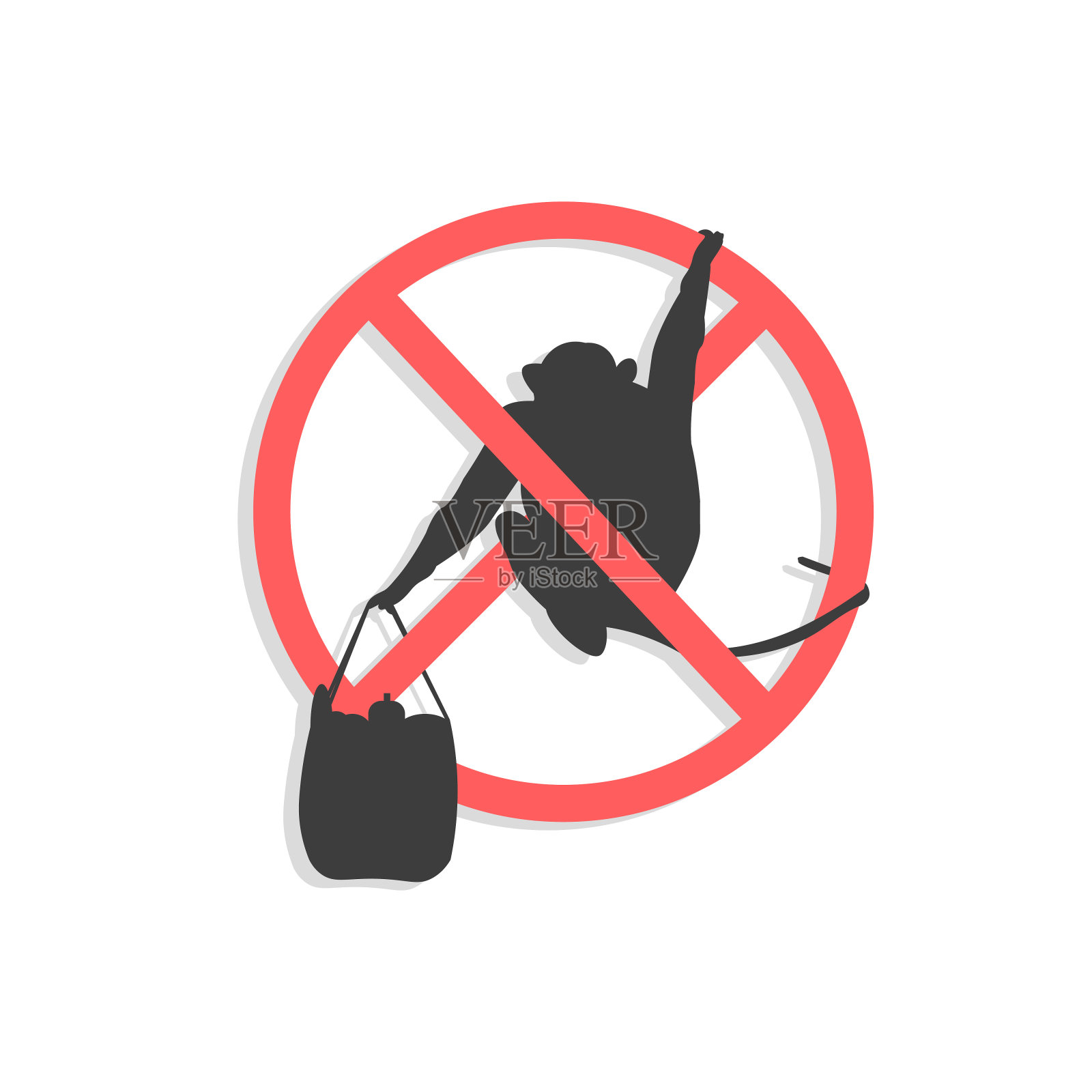 猴子偷食物的迹象。猴子的禁令插画图片素材