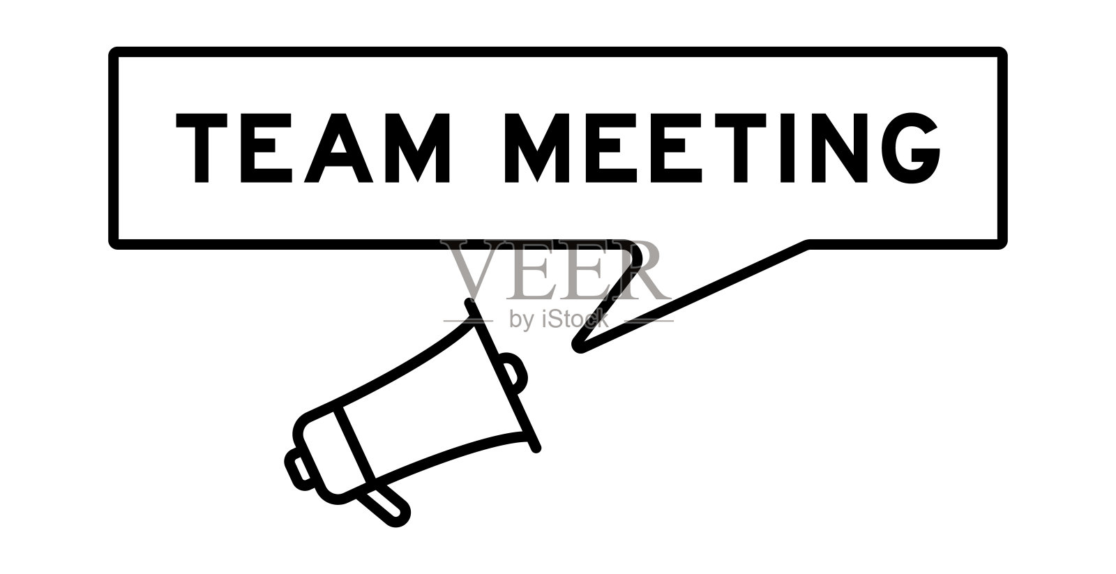 扩音器图标与语音泡沫在word团队会议上的白色背景插画图片素材