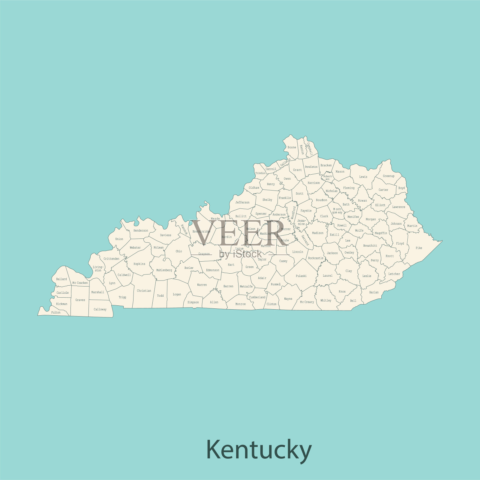 肯塔基州地图插画图片素材