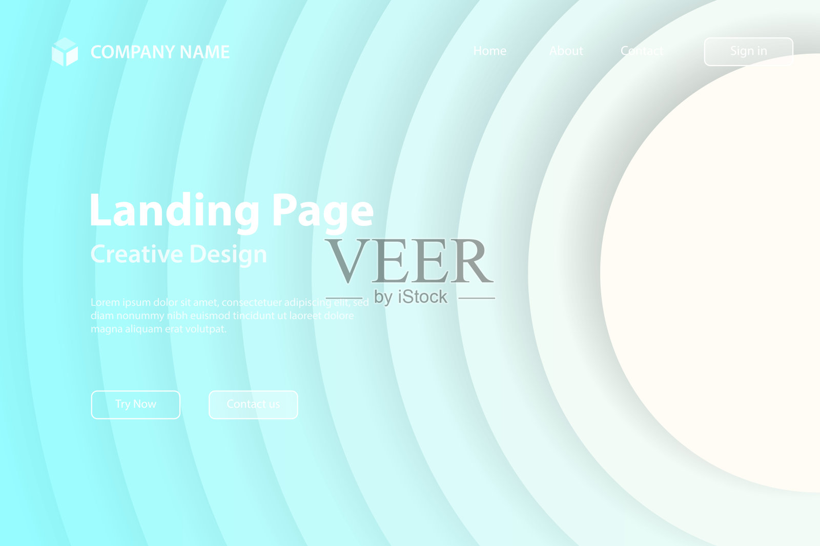 登陆页面模板-抽象设计与圆圈-时髦的灰色梯度插画图片素材