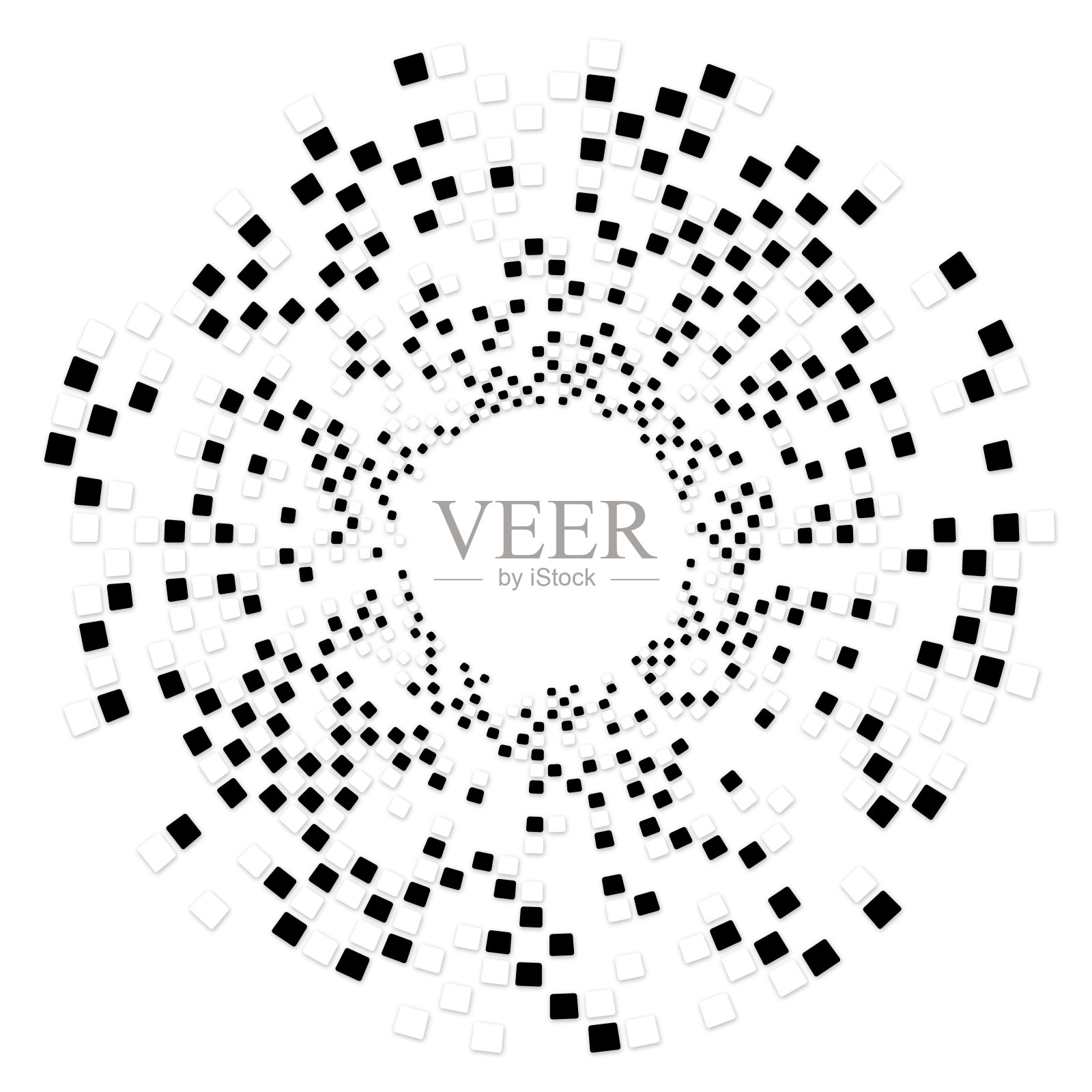 圆形图案的黑色和白色圆形正方形/矩形与阴影插画图片素材
