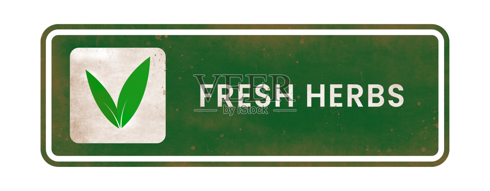 采购产品新鲜香草标志，质朴的风化纹理，标签，海报，栅格插图插画图片素材