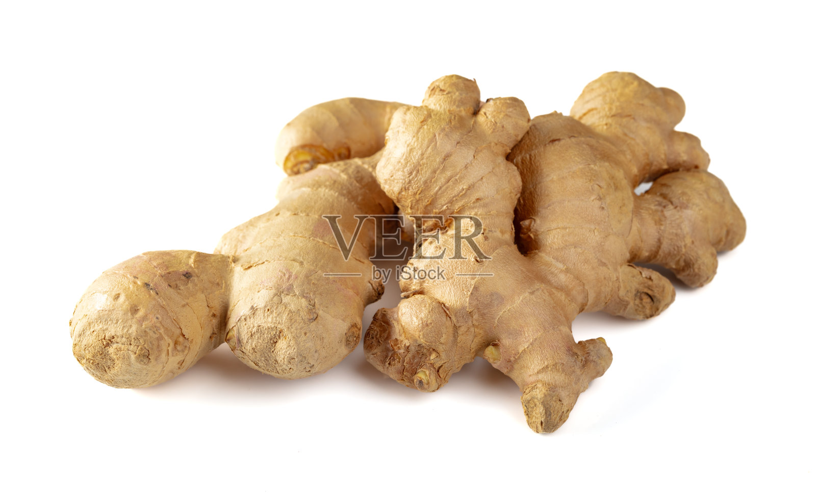 在白色背景上孤立的新鲜姜。照片摄影图片