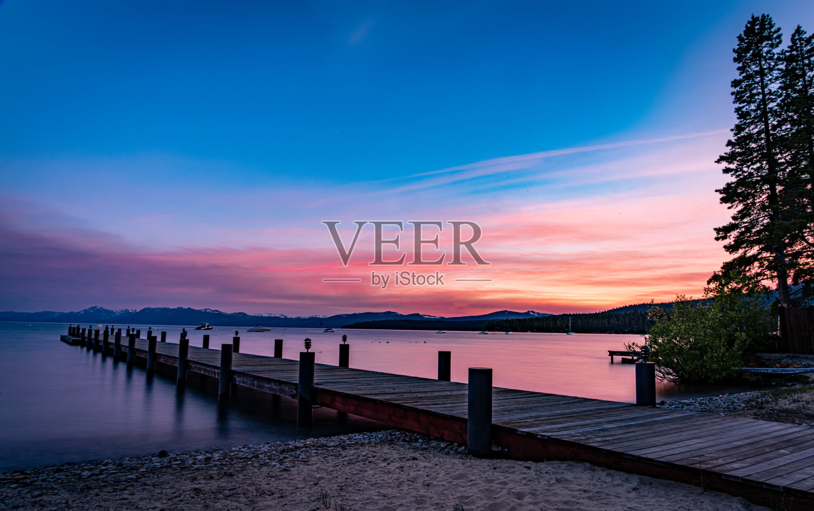 太浩湖日落照片摄影图片