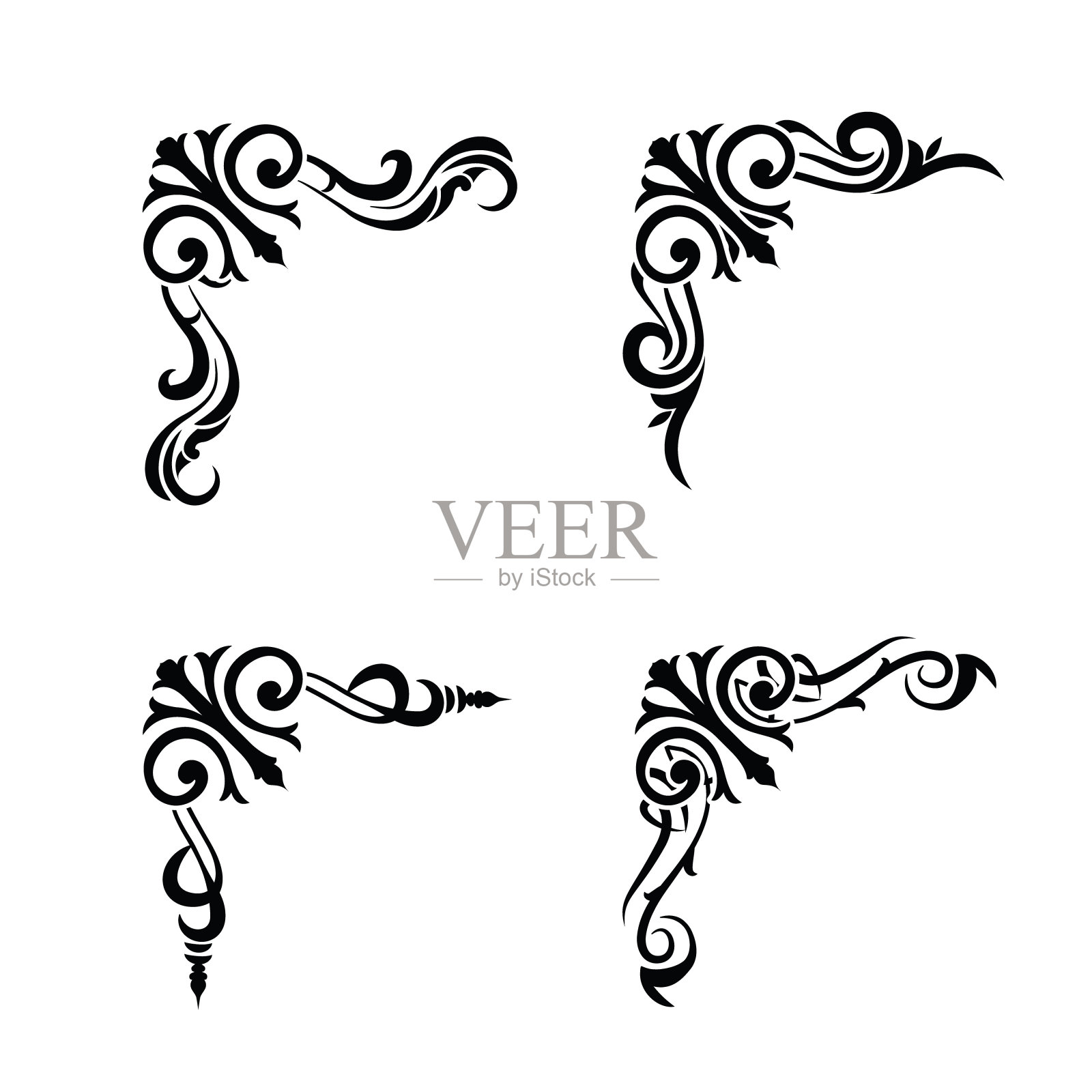 经典复古巴洛克维多利亚框架分离元素经典婚礼邀请插画图片素材