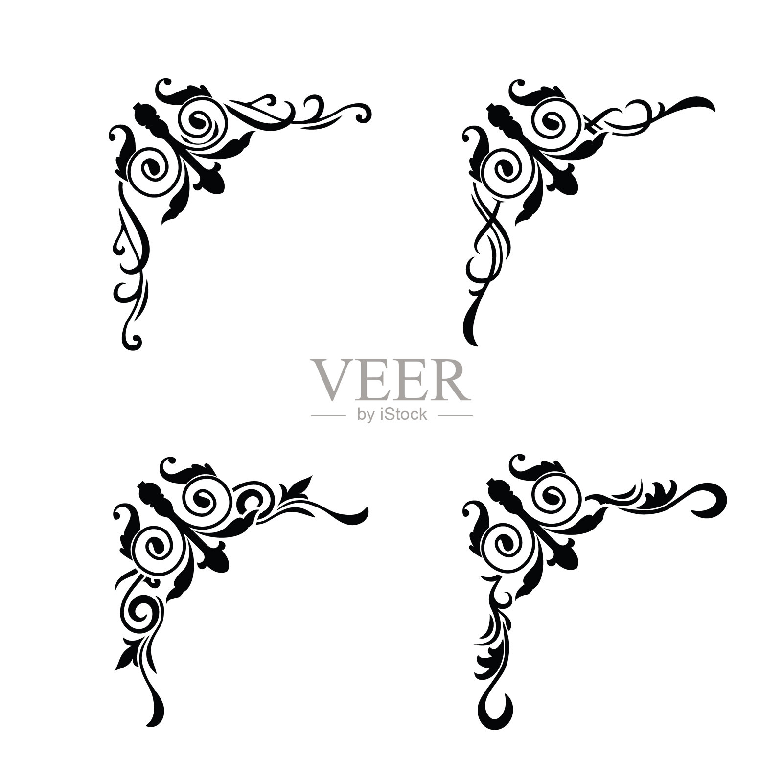 经典复古巴洛克维多利亚框架分离元素经典婚礼邀请插画图片素材