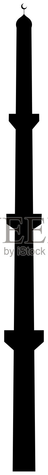 阿拉伯建筑清真寺黑色剪影。清真寺屋顶，伊斯兰城市全景和宣礼塔天际线轮廓为伊斯兰节日斋月，宰牲节，开斋节穆巴拉克。孤立矢量插图。插画图片素材