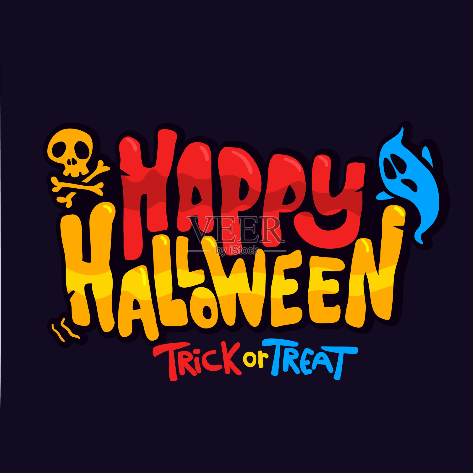 万圣节标题字快乐。排版设计插图。矢量标志海报或聚会邀请插画图片素材