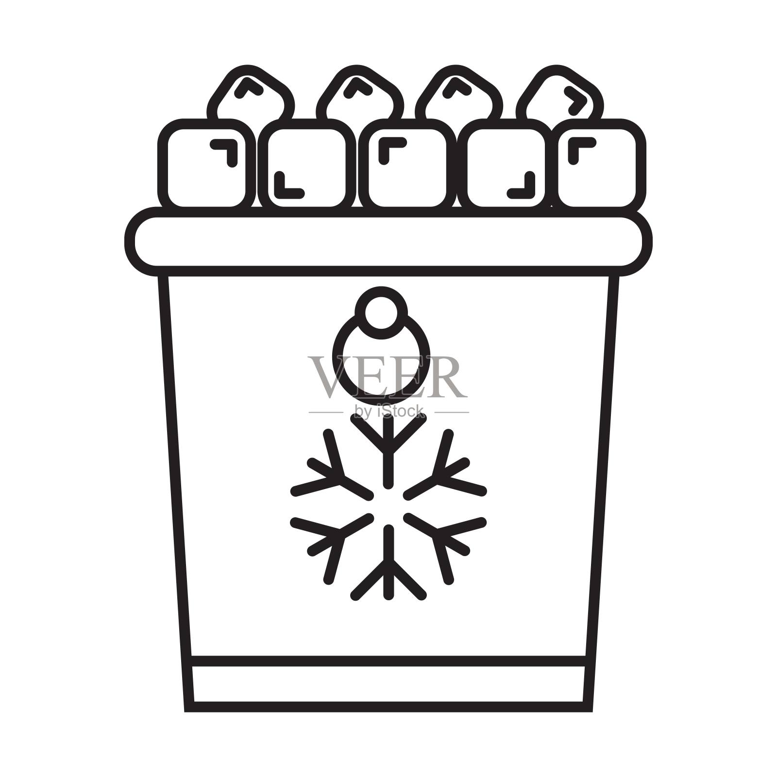 冰桶图标矢量在白色背景插画图片素材