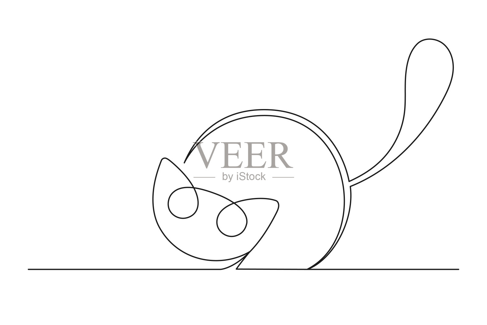 猫的连续单线绘制插画图片素材