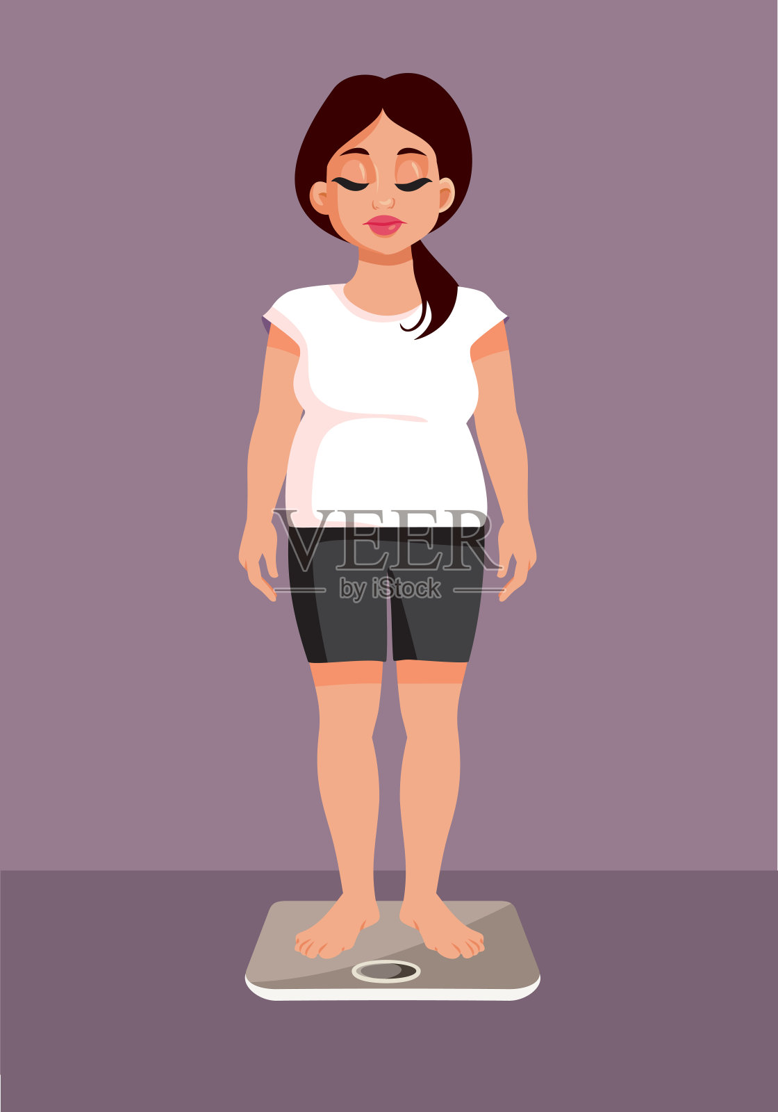 超重的女人坐在身体规模矢量卡通插图插画图片素材