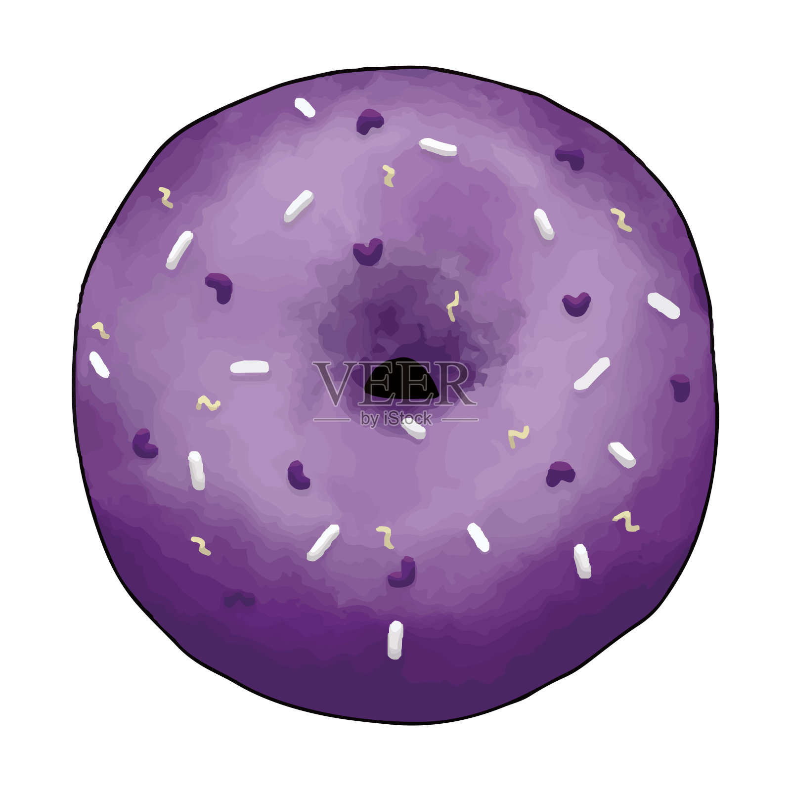 紫色的甜甜圈撒上糖屑插画图片素材