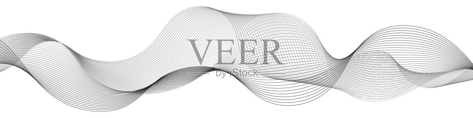 起伏的波浪，旋涡，嗖嗖。声波频率，动态扭曲线。单色灰色流，孤立的边界在白色的背景插画图片素材