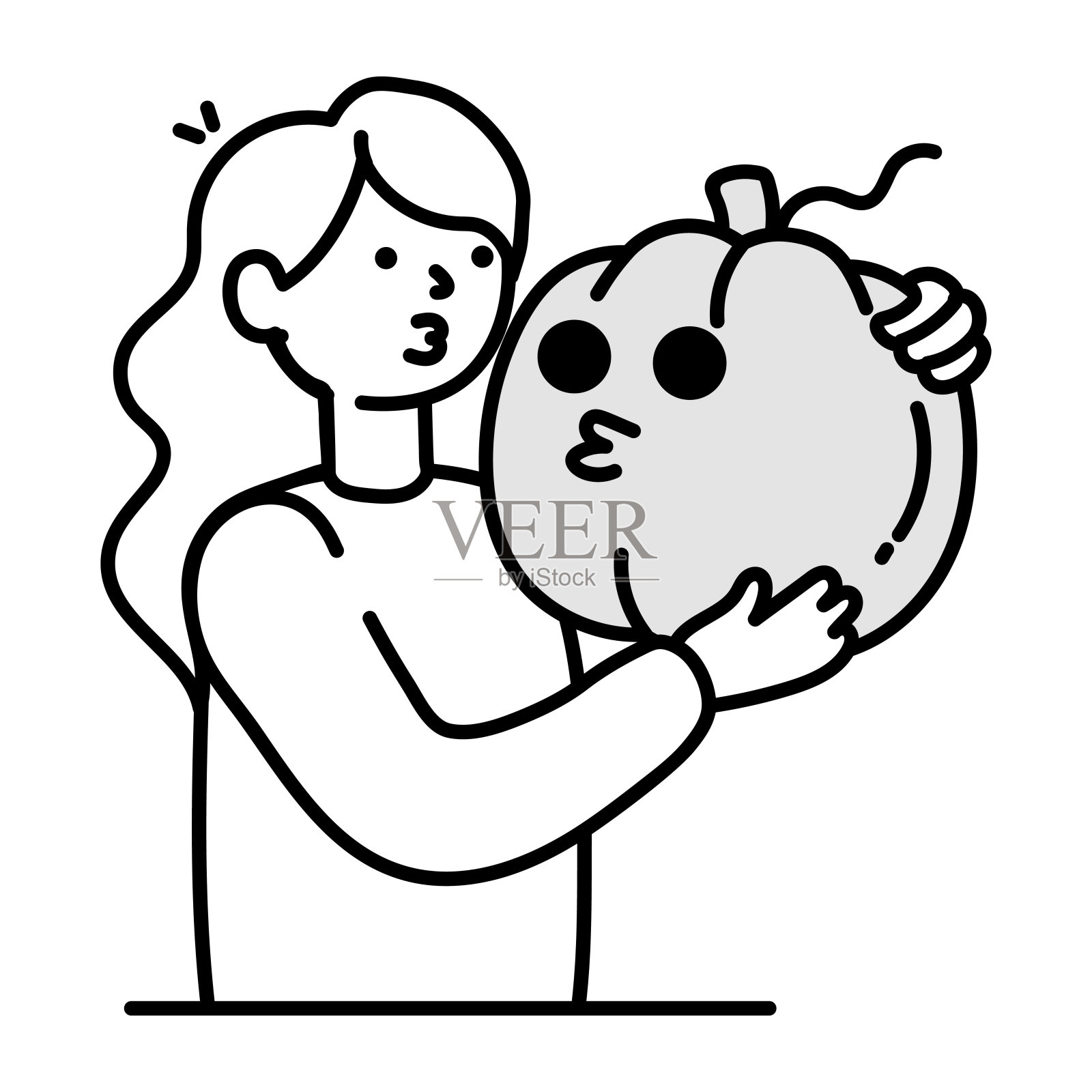 万圣节之吻的绘画风格图标插画图片素材