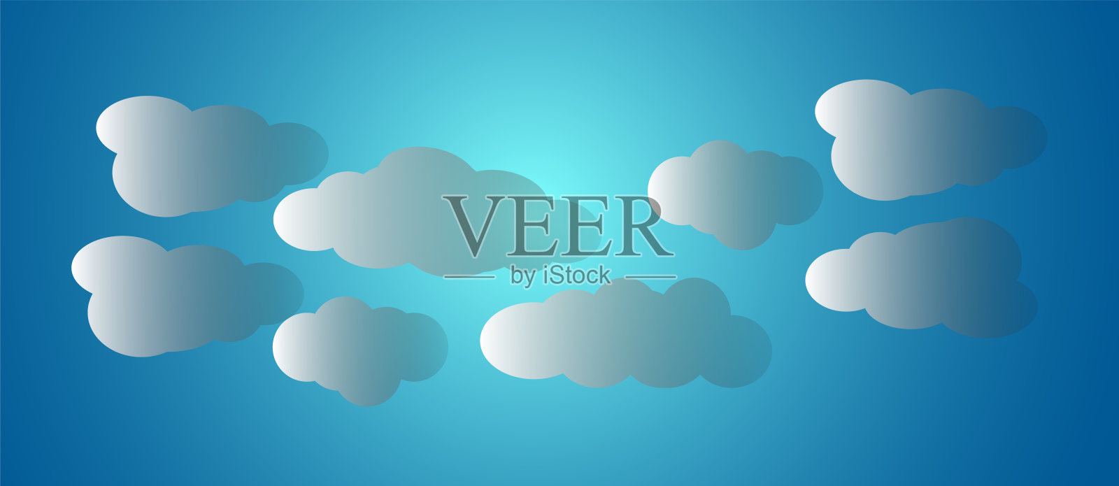 抽象的背景组成的白纸云在浅蓝色。矢量插图。插画图片素材