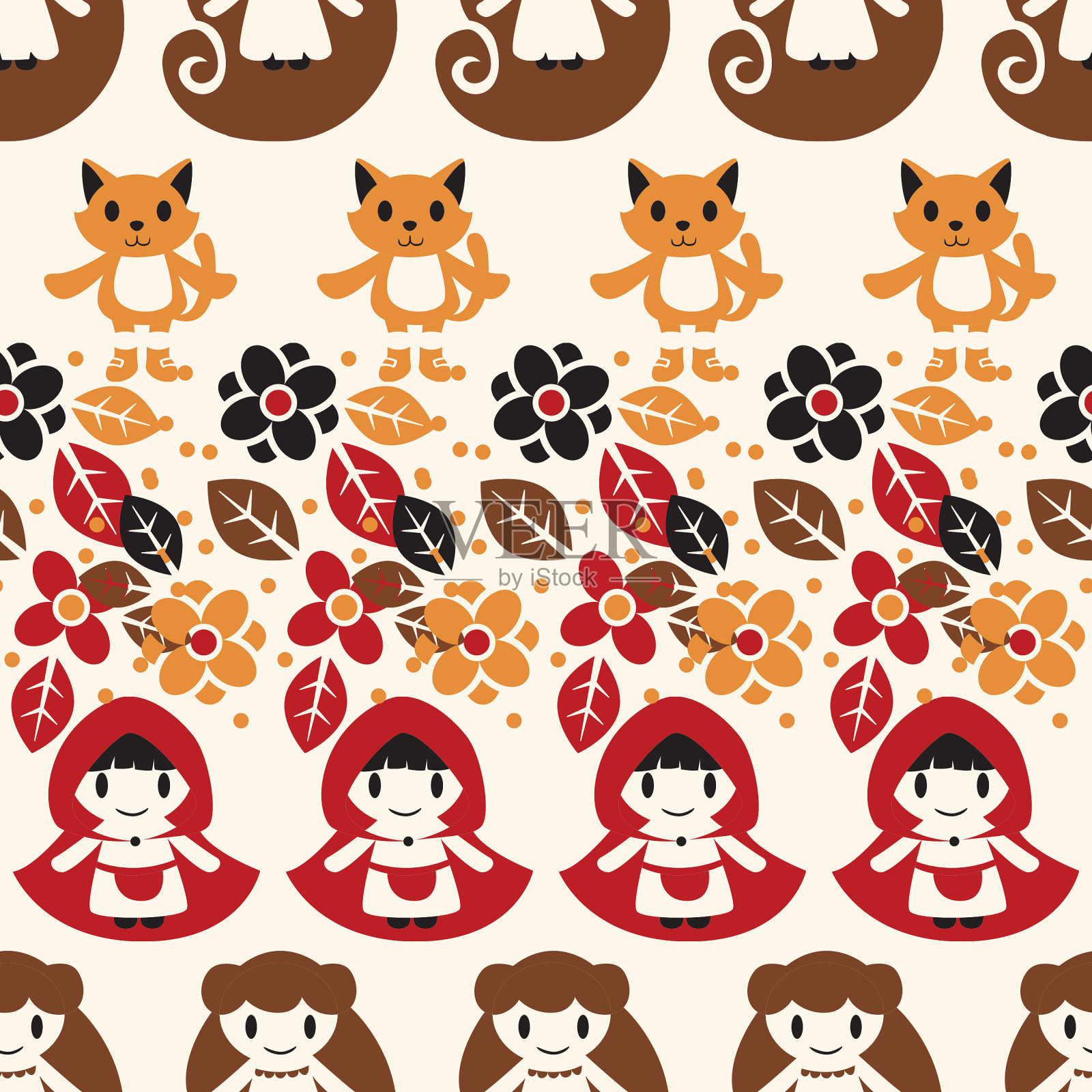 可爱和简约的童话重复图案设计插画图片素材