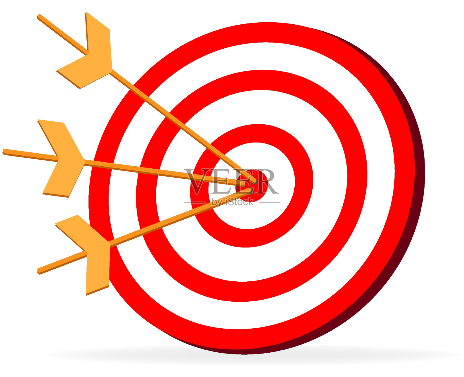 箭头击中红色板目标可编辑的矢量设计。商务概念设计中现代销售目标的达成。营销和潜在客户的概念插画图片素材