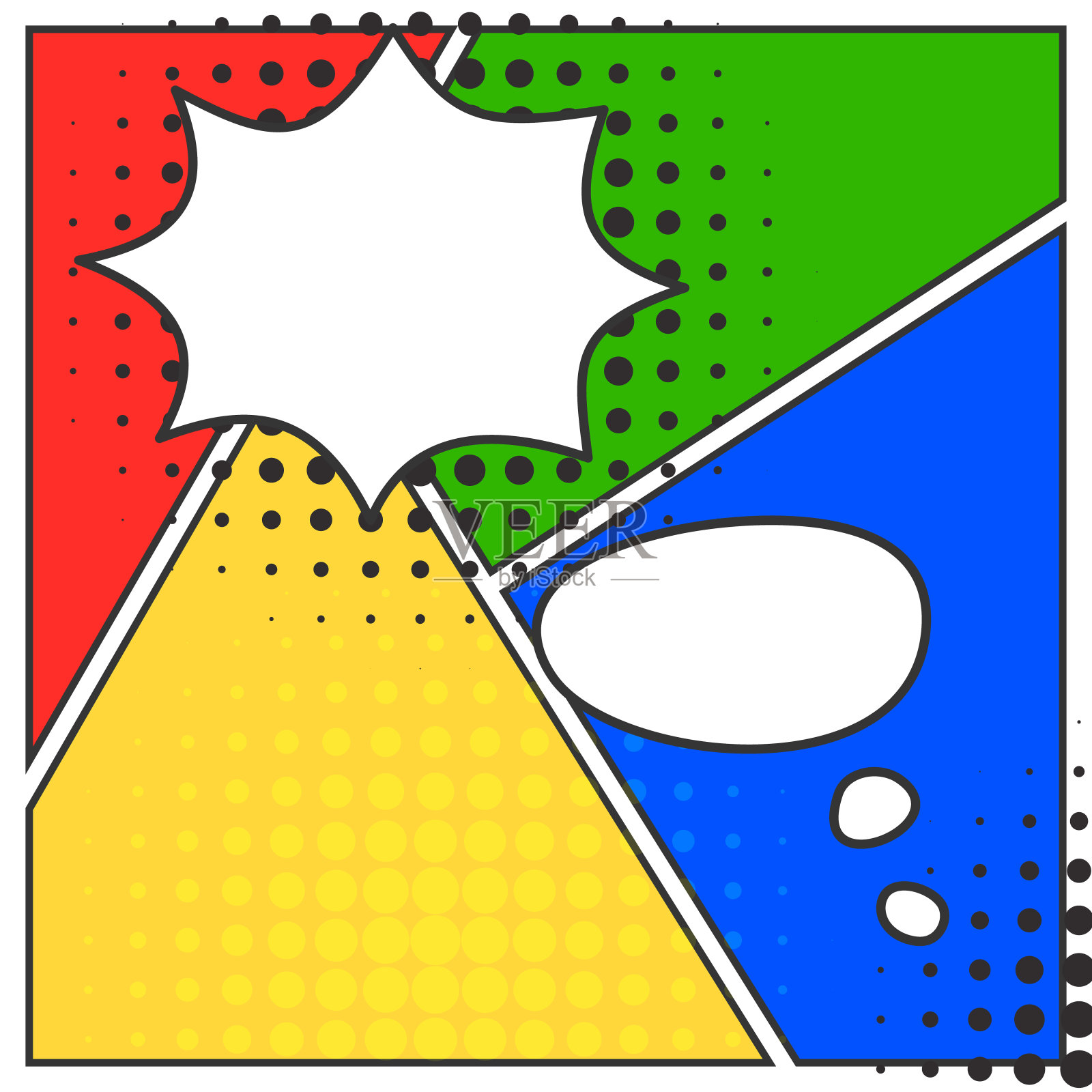 空白的漫画书讲话泡泡。带有半色调图案阴影的黑白演讲气球插画图片素材