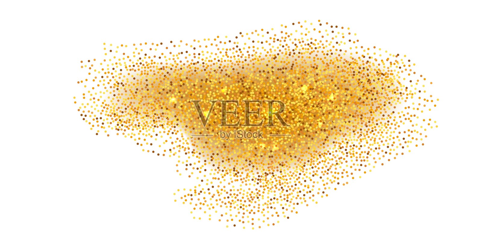 金色的闪光粉溅出耀眼的火花，散落的金色颗粒闪闪发光。白色背景上孤立的设计元素。矢量图插画图片素材