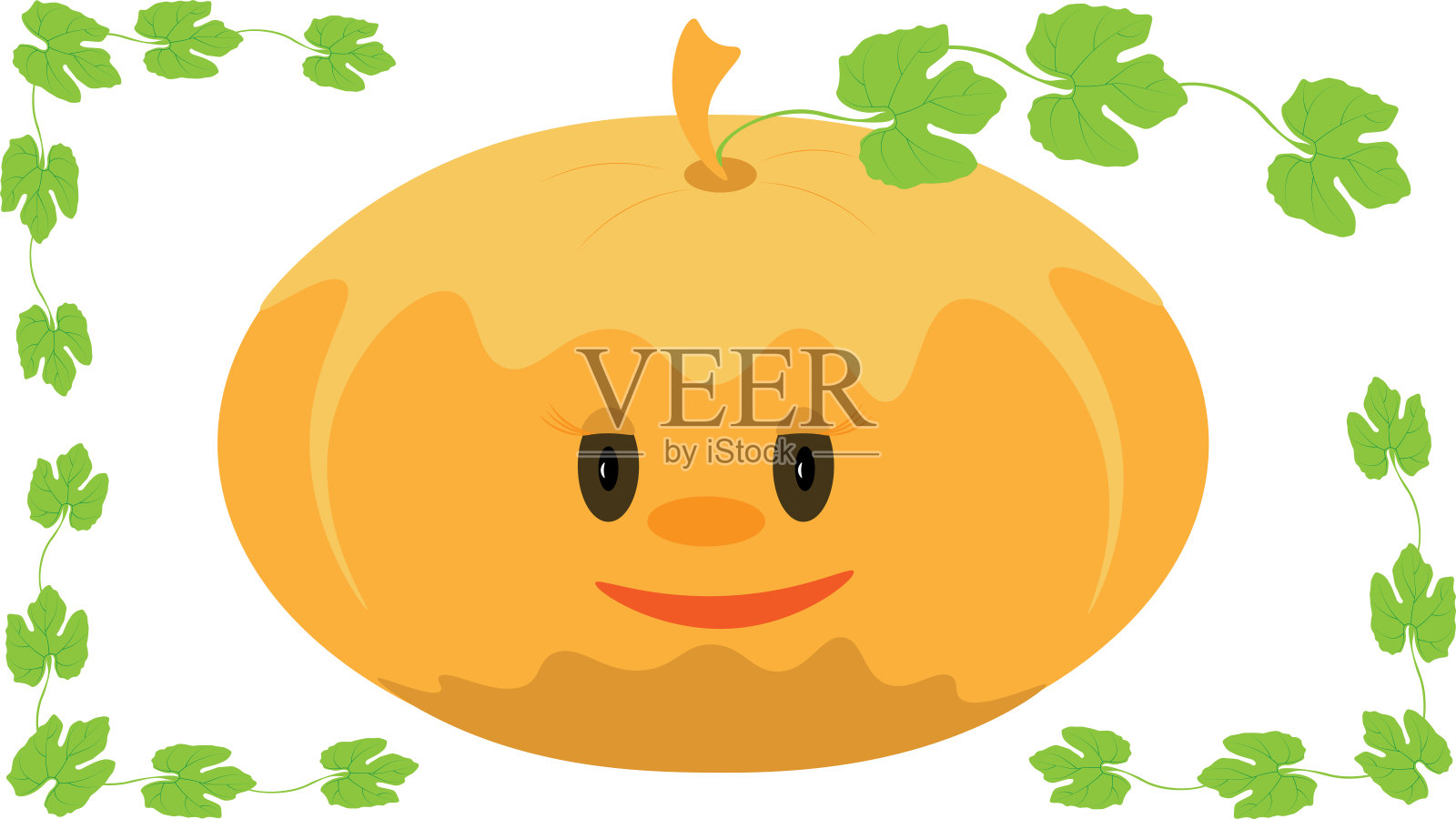 一个非常可爱的成熟的橙色南瓜。万圣节和感恩节的概念。矢量图插画图片素材