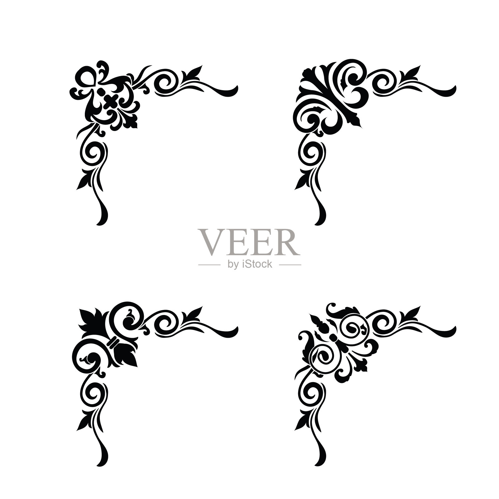 经典复古巴洛克维多利亚框架分离元素经典婚礼邀请插画图片素材