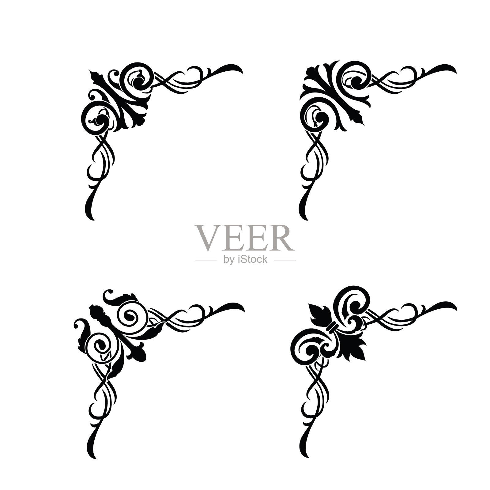 经典复古巴洛克维多利亚框架分离元素经典婚礼邀请插画图片素材