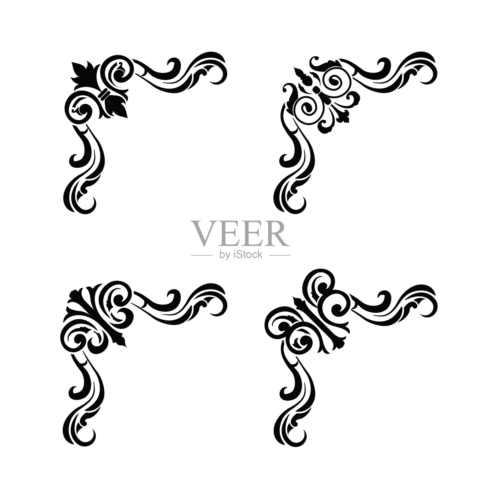 经典复古巴洛克维多利亚框架分离元素经典婚礼邀请插画图片素材