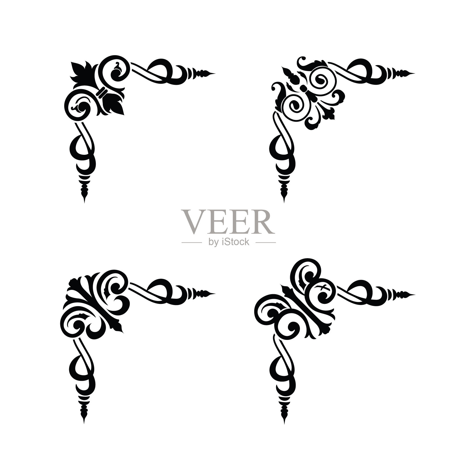 经典复古巴洛克维多利亚框架分离元素经典婚礼邀请插画图片素材