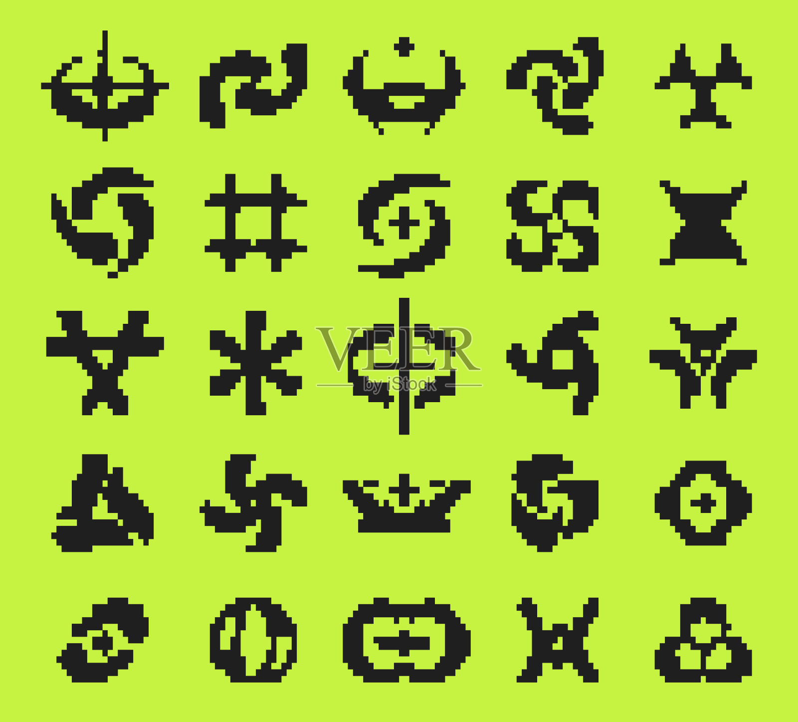 Y2K像素风格资产。8位矢量抽象形状插画图片素材