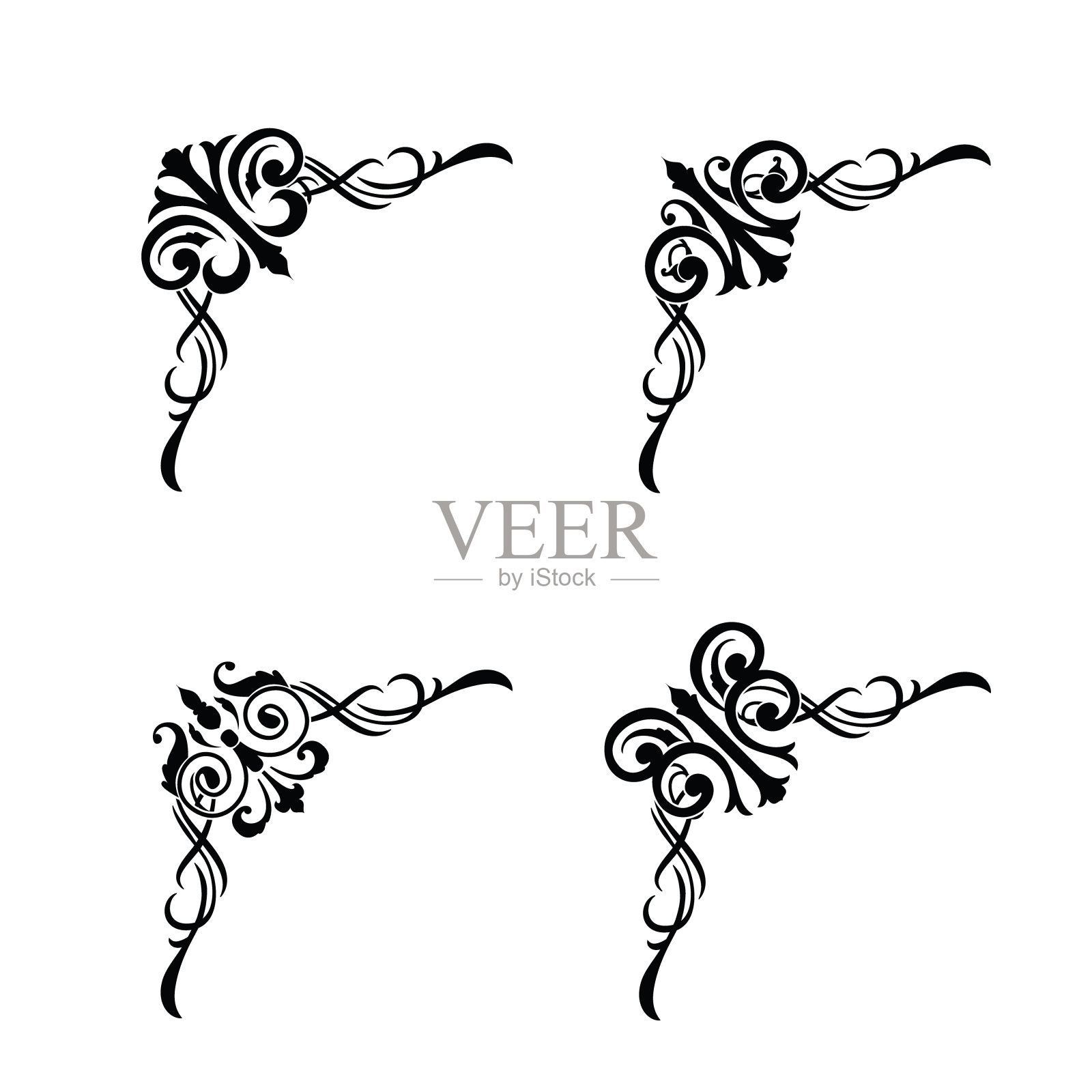 经典复古巴洛克维多利亚框架分离元素经典婚礼邀请插画图片素材