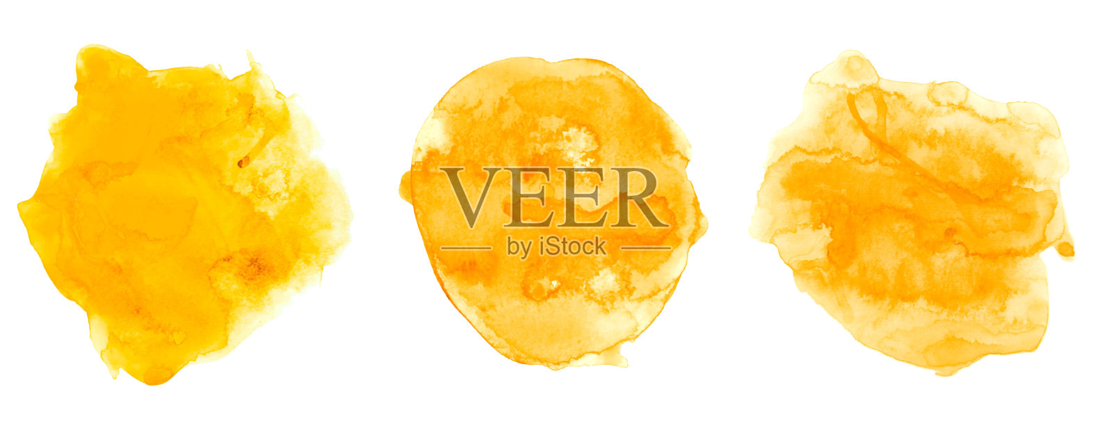 收集艺术黄色水彩横幅在笔触风格插画图片素材