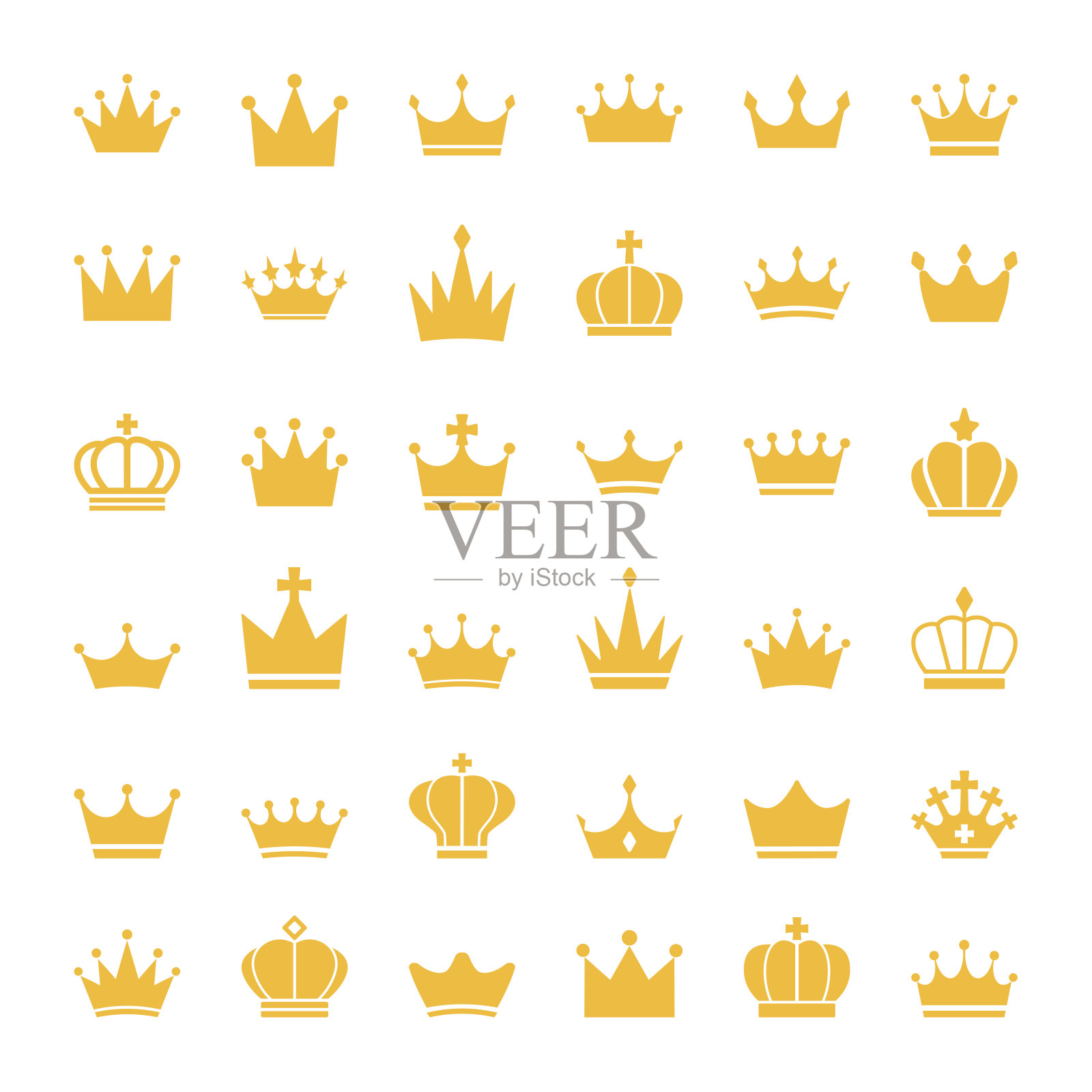 简单的插图集皇冠图标。插画图片素材