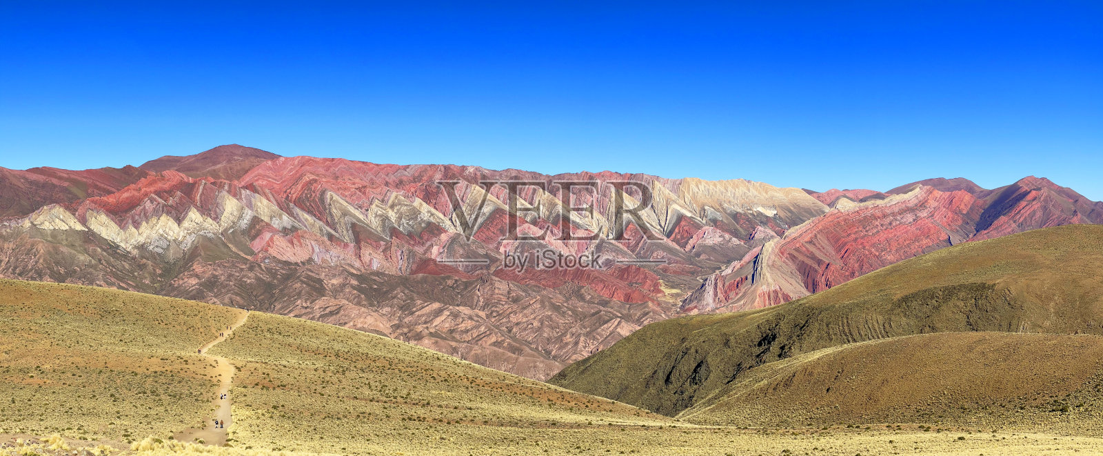 五彩山，Serranias Del Hornocal, Humahuaca，阿根廷。全景。照片摄影图片