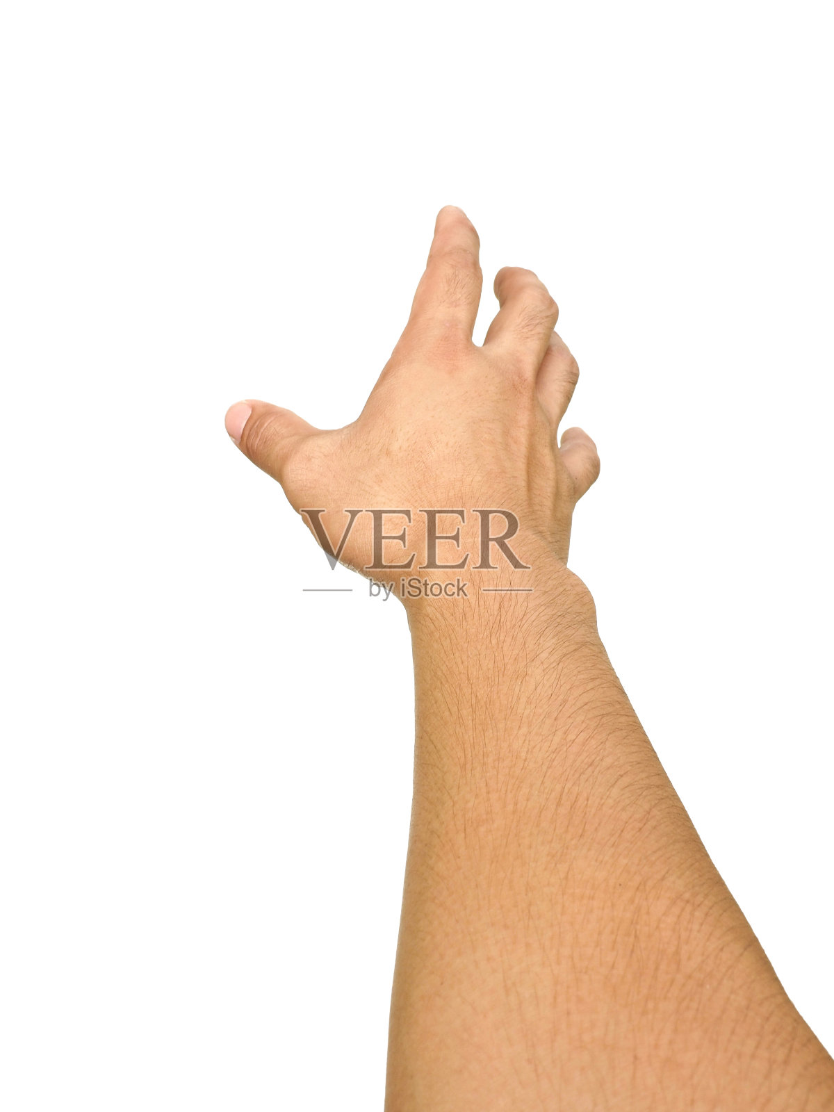 男性的手伸向商业概念上的东西孤立在一个白色的背景。照片摄影图片