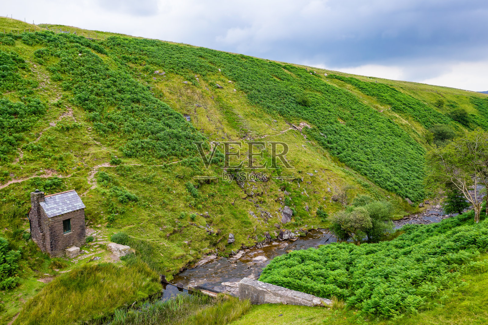 在一个风雨交加的下午，一个小小的山间避雨处照片摄影图片