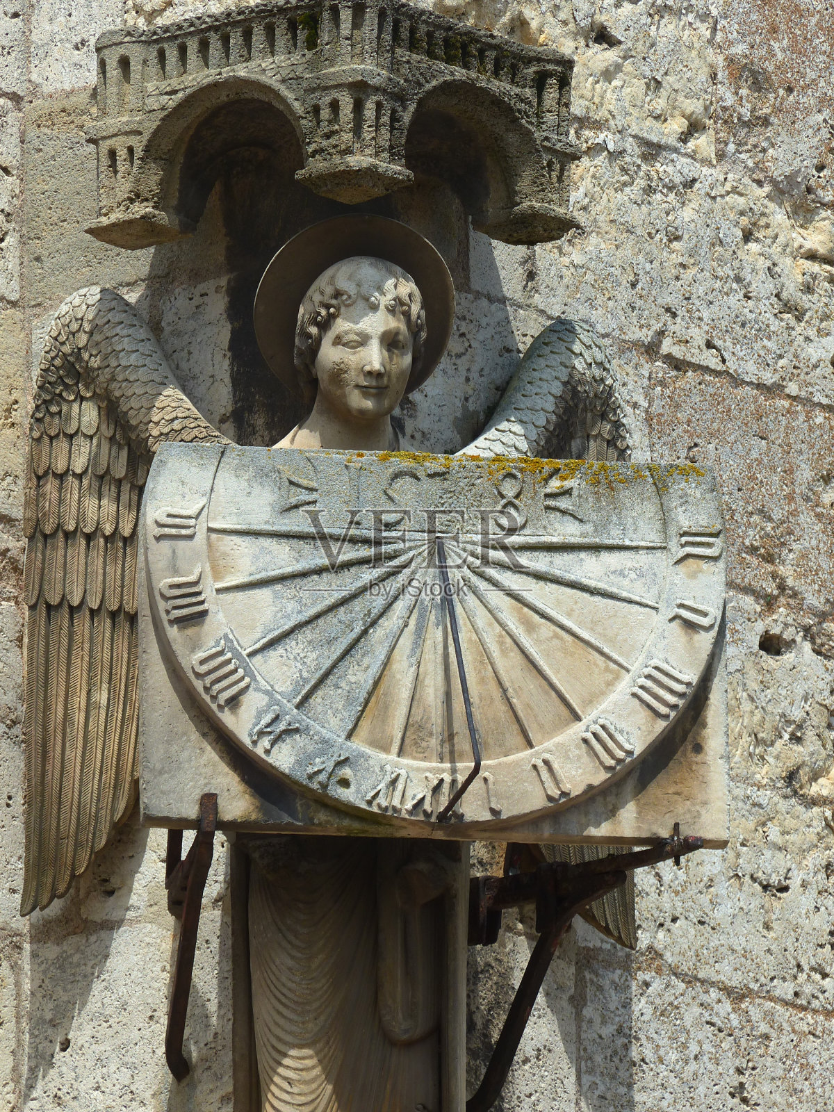 天使和日晷，沙特尔大教堂，eureet - loir照片摄影图片