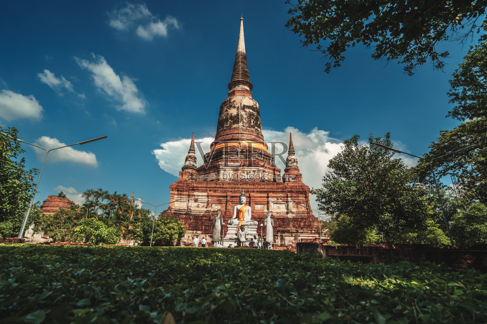 大城府历史公园内的地标性著名寺庙Yai Chaiyamongkhon“吉胜大寺”。照片摄影图片