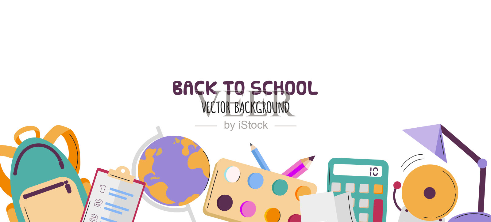 回到学校欢迎学校背景横幅矢量插图插画图片素材