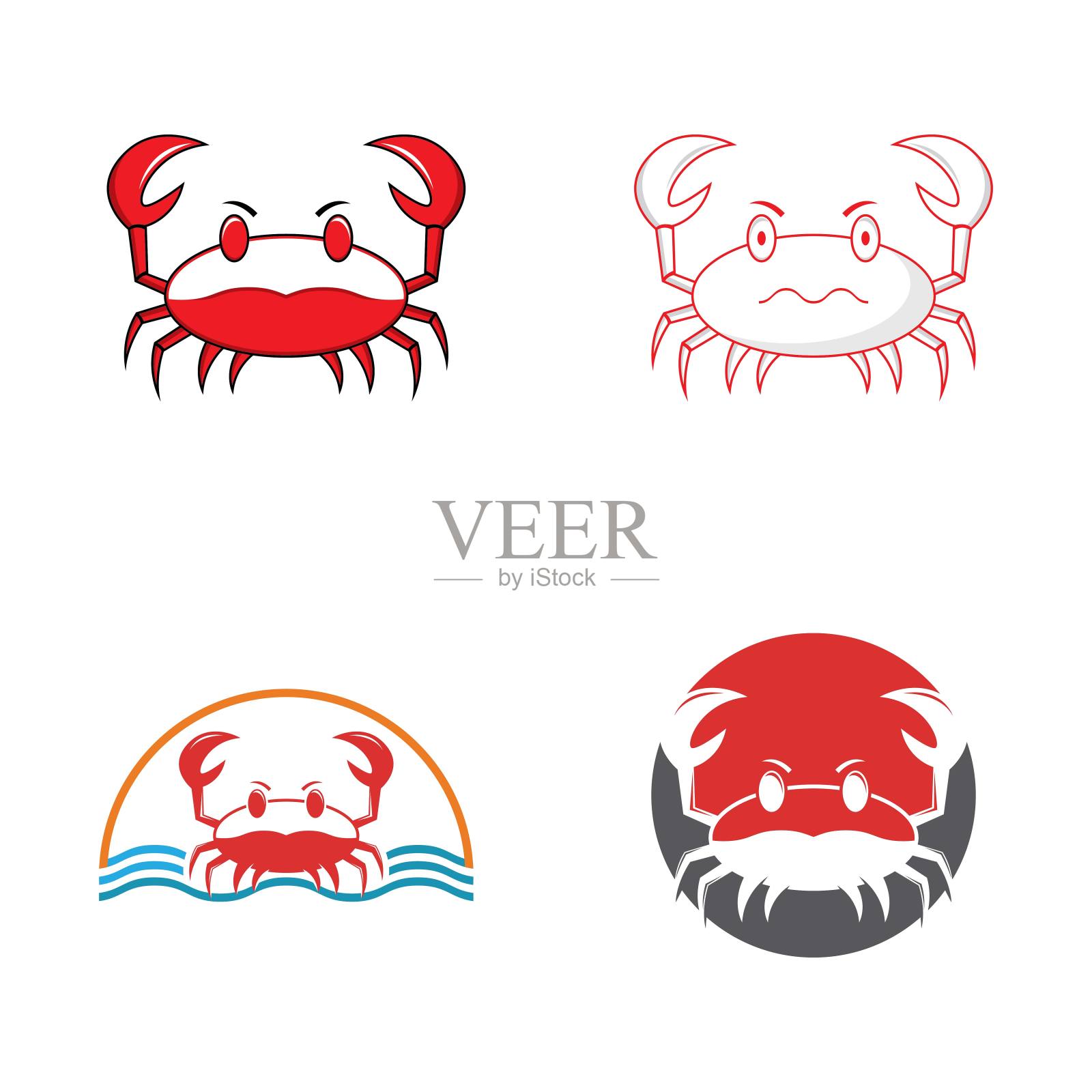 螃蟹标志模板图标设计插画图片素材
