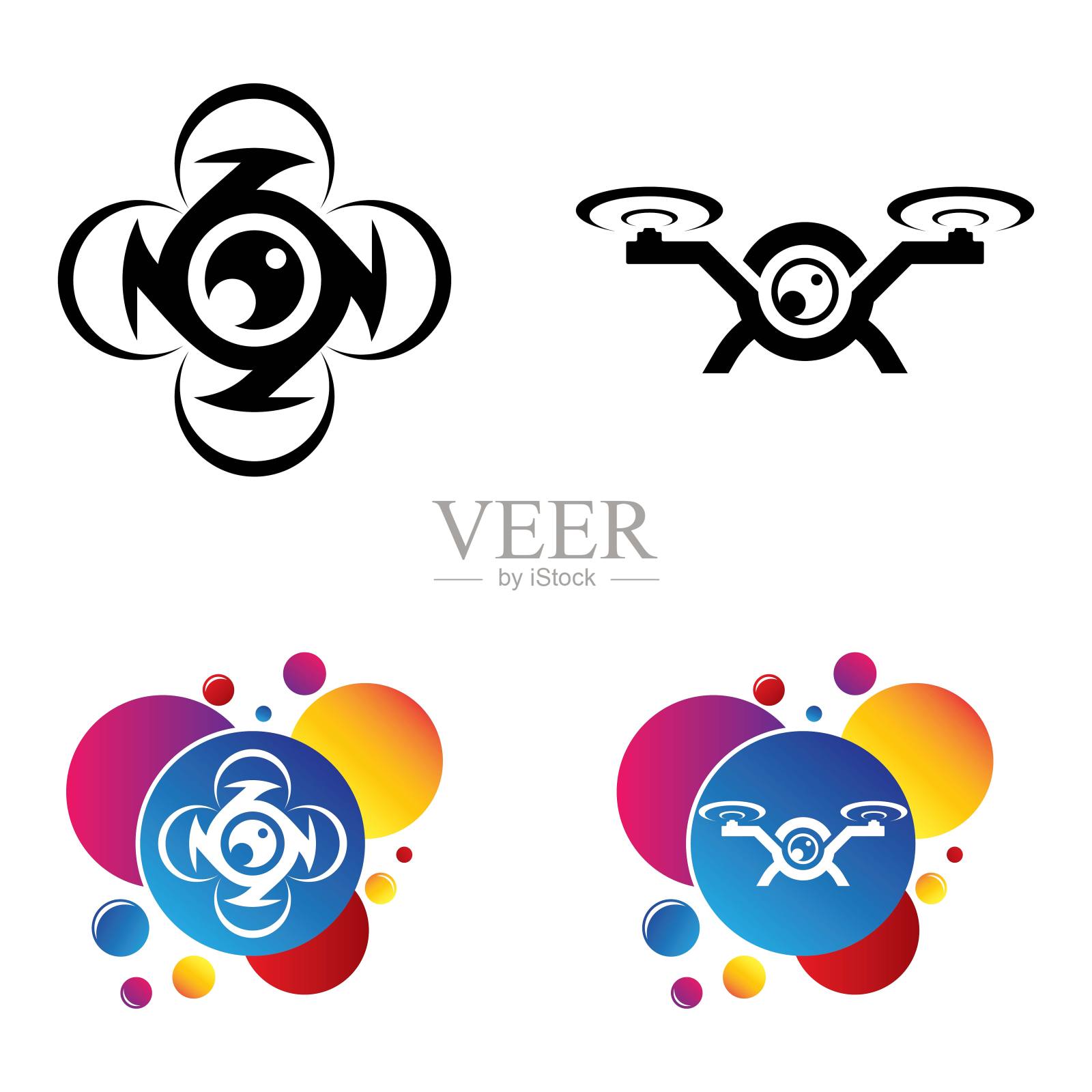 无人机标志模板图标设计插画图片素材