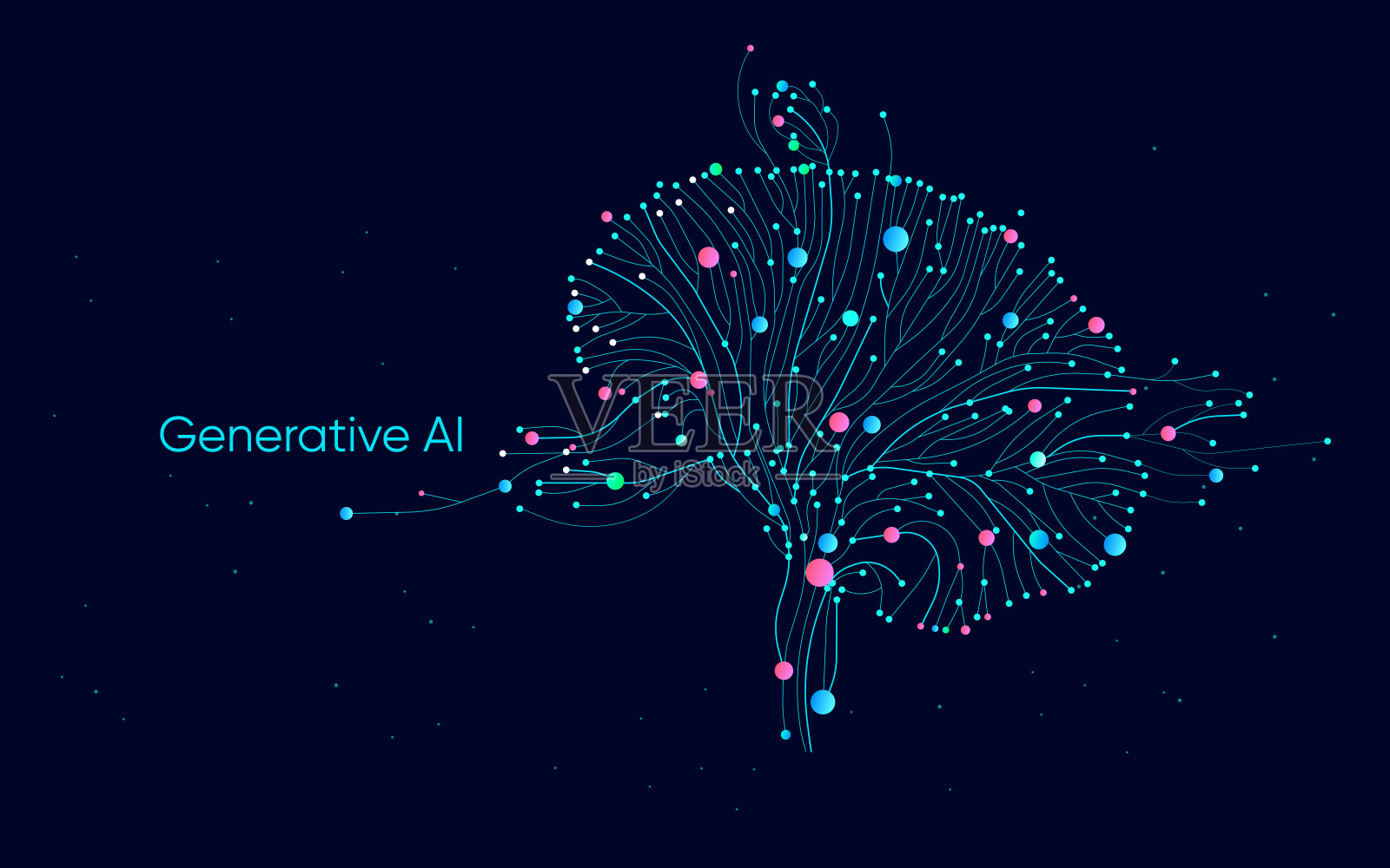 抽象流的图示。人工智能。大数据，技术，人工智能，数据传输，数据流，大语言模型，生成式人工智能，二元概念插画图片素材