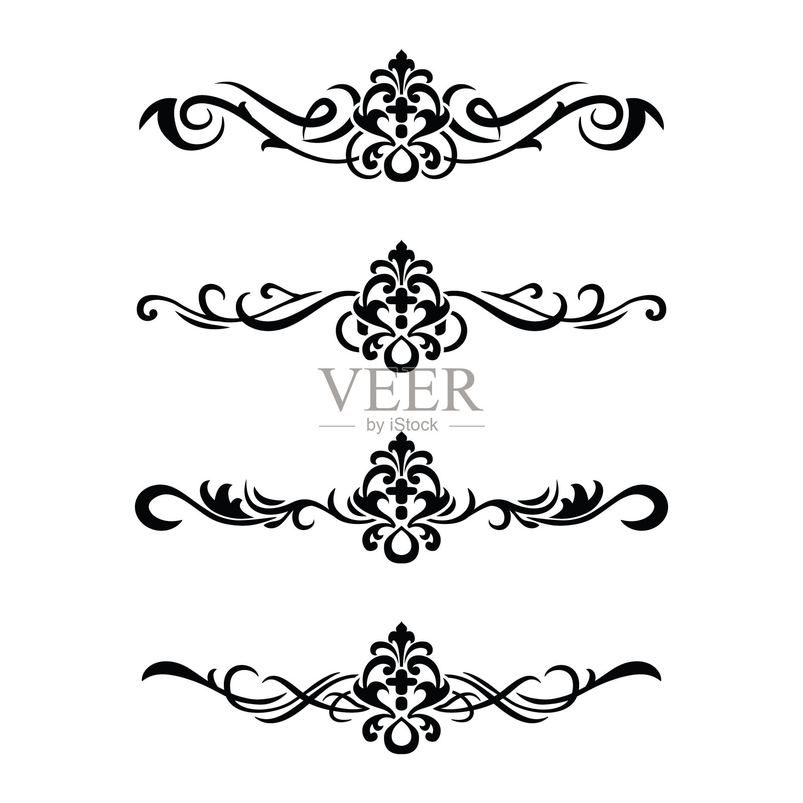 经典复古巴洛克维多利亚框架分离元素经典婚礼邀请插画图片素材