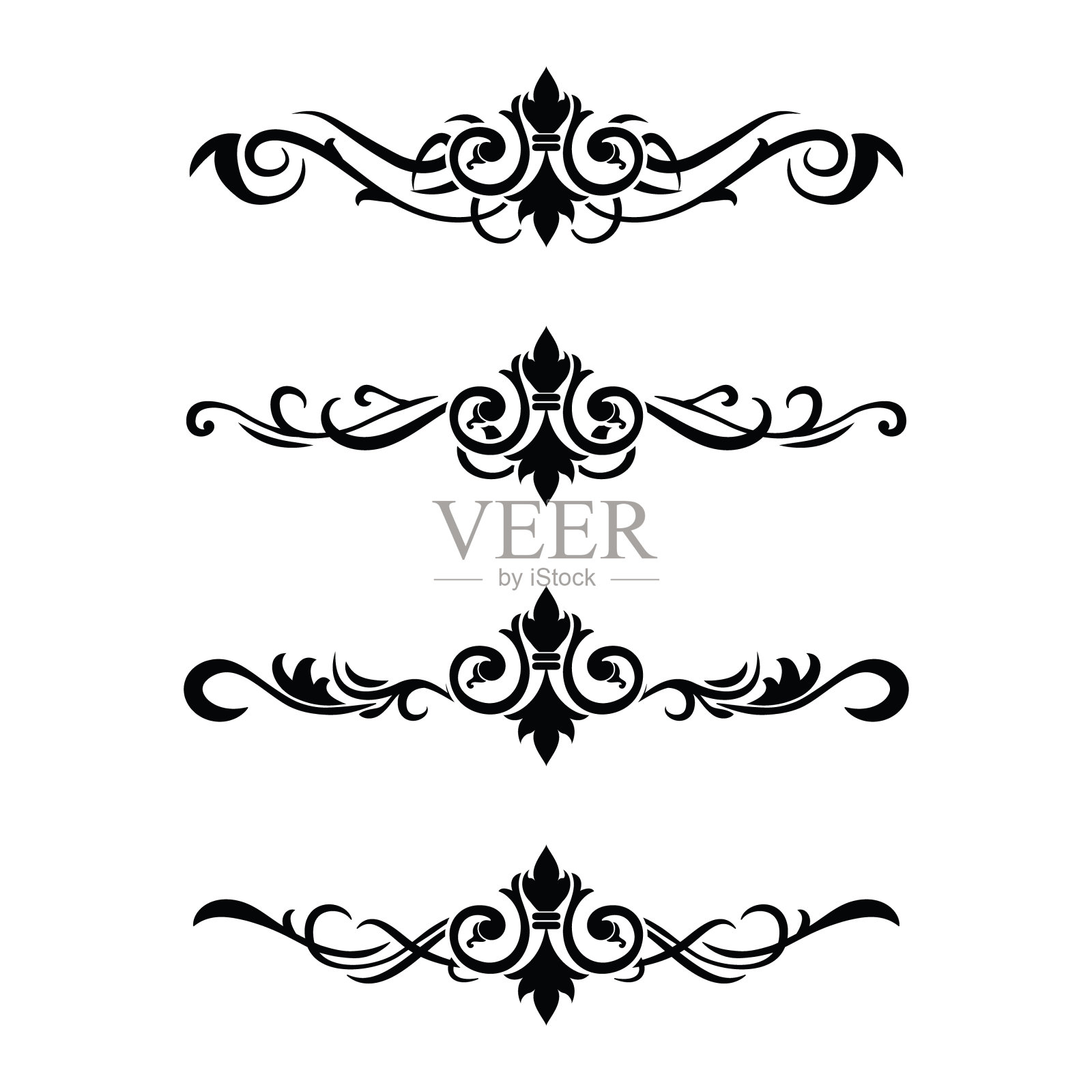 经典复古巴洛克维多利亚框架分离元素经典婚礼邀请插画图片素材