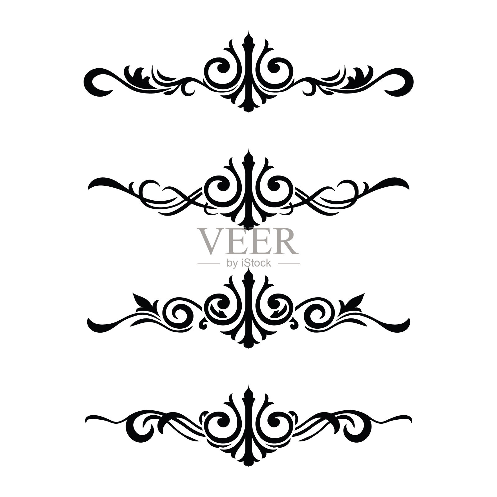 经典复古巴洛克维多利亚框架分离元素经典婚礼邀请插画图片素材