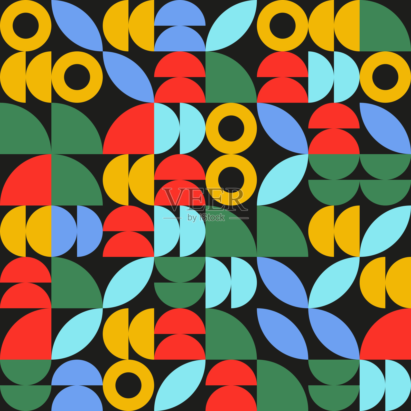 时髦的包豪斯图案与几何形状，几何图形。几何现代网格模式。抽象的几何图案设计，复古风格，无缝图案包装，包装纸，海报。插画图片素材