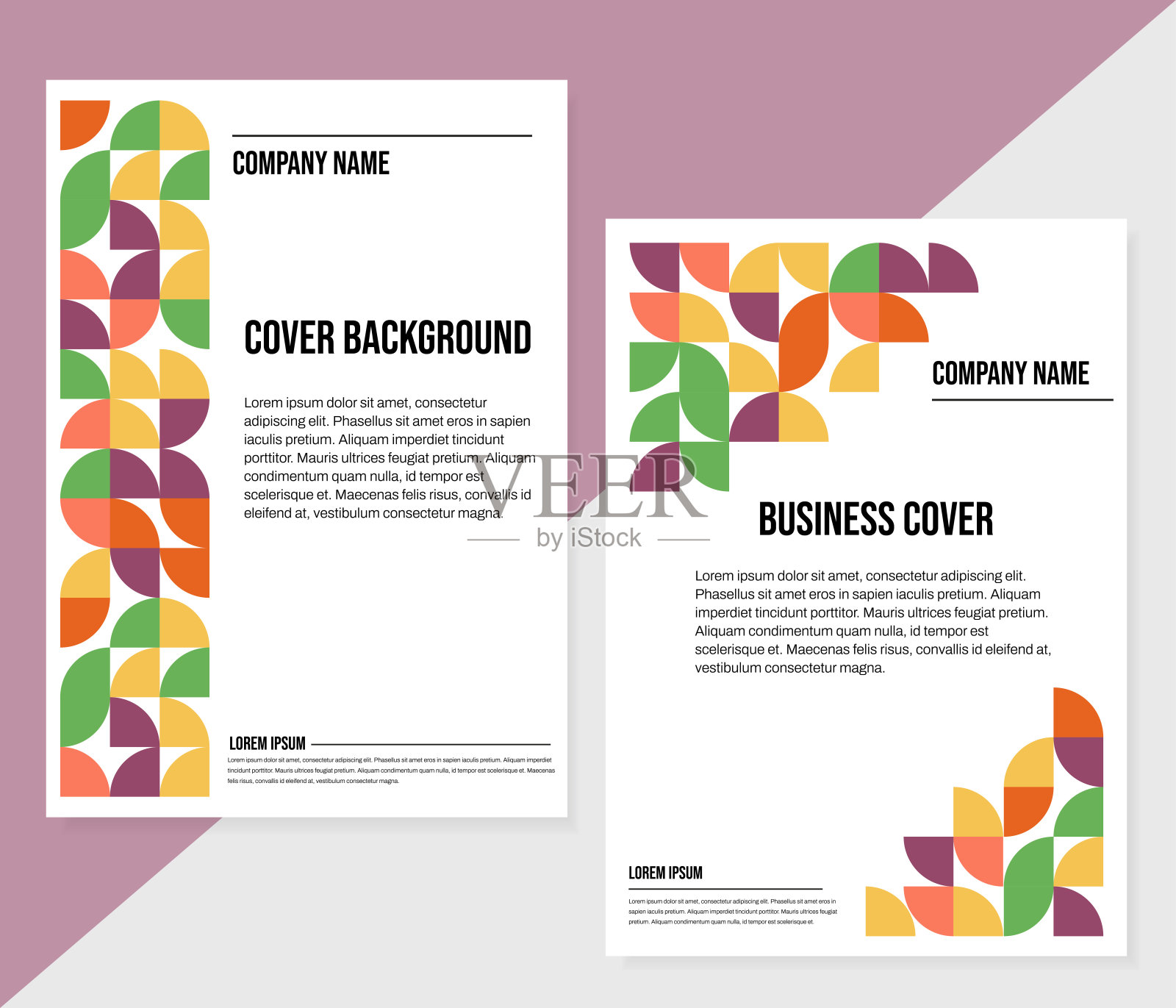 商业演示涵盖现代抽象集合。公司身份宣传册模板。公司报告封面A4垂直方向。现代新地理设计几何海报传单布局模板插画图片素材