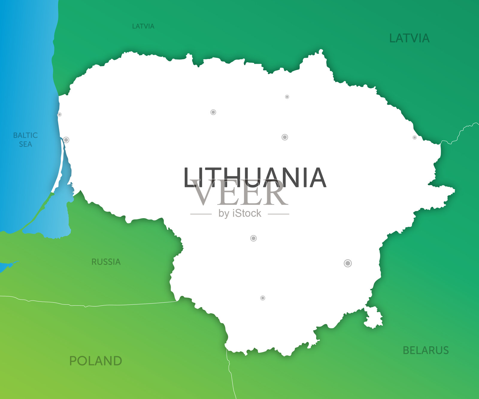 高品质彩色地图立陶宛剪纸插画图片素材