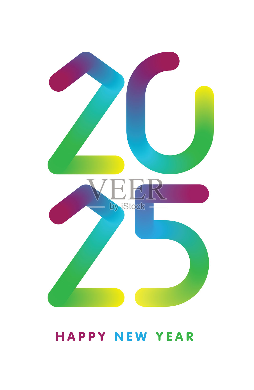 2025新年快乐。抽象数字上的背景矢量插图。节日横幅设计贺卡，邀请，日历等矢量股票插图插画图片素材